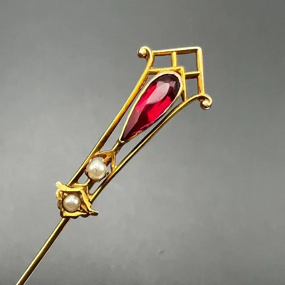 Antique Victorian 10kt Gold Paste Stone Stick Pin